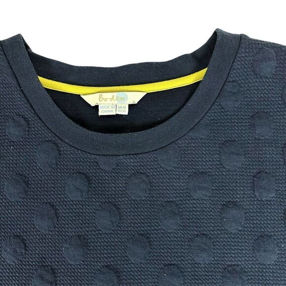 Boden Crewneck Sweatshirt Raised Polka Dots Size 14 Navy Blue - Picture 4 of 7